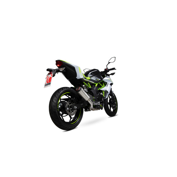 Scorpion Exhaust Kawasaki Z125 2018 - 2023 Red Power Slip-on Brushed Stainless Steel Sleeve